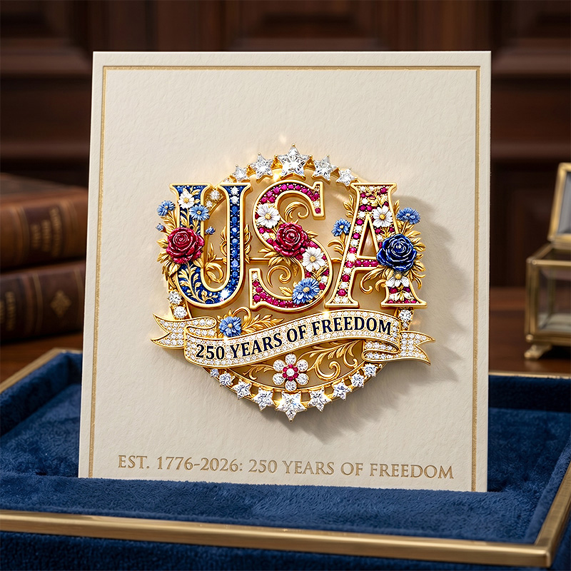 US 250th Anniversary Enamel Brooch Pin
