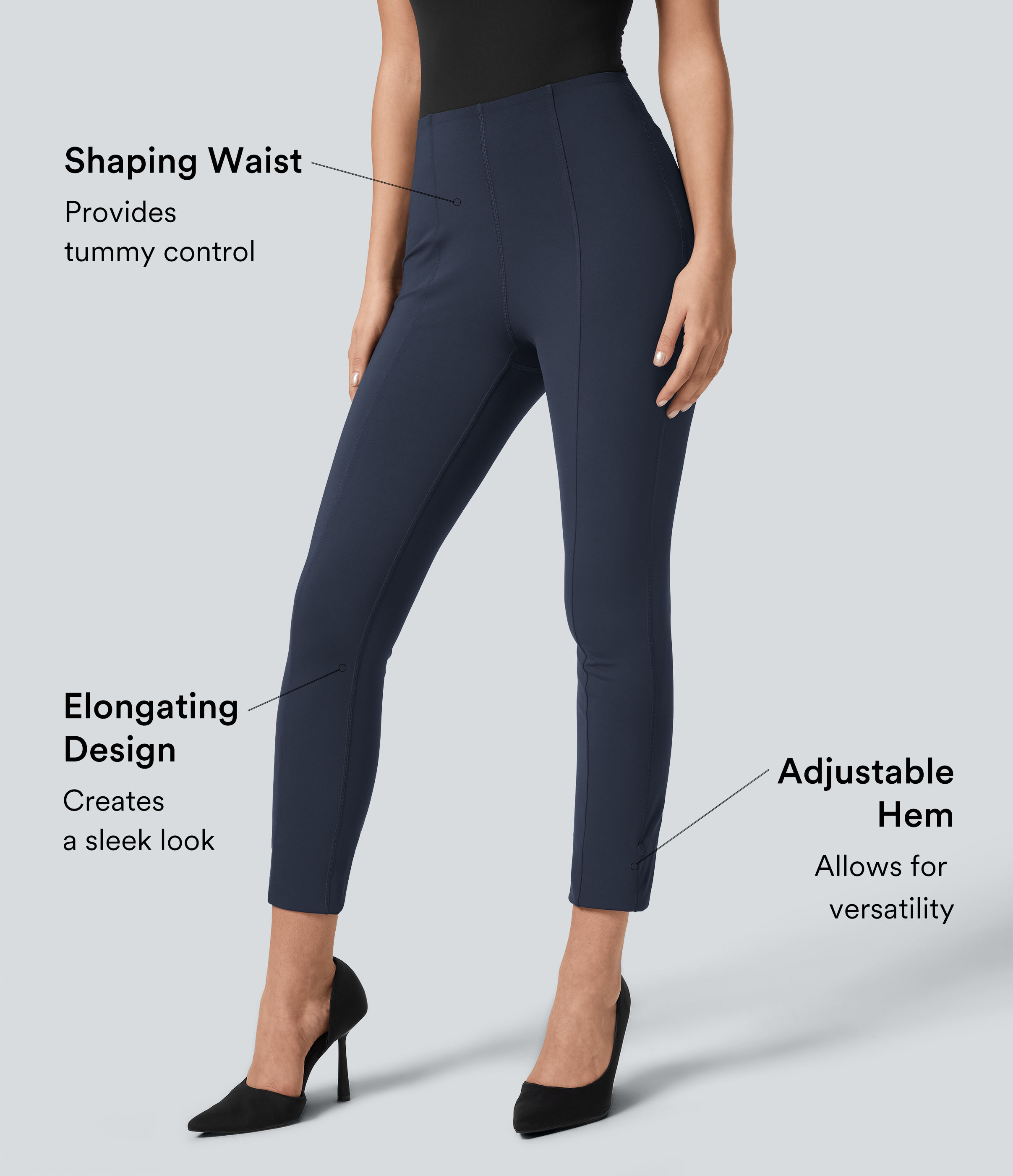 Halara Flex™ High Waisted Tummy Control Adjustable Hem Work 7/8 Pants