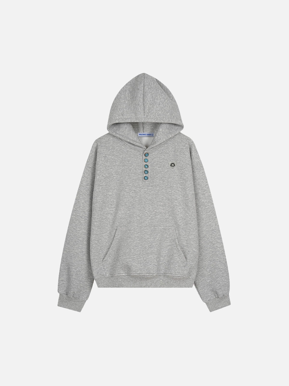 Aelfric Eden Boxy Turquoise Placket Pullover Hoodie