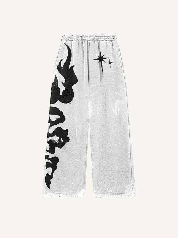 Scorpion&Graphic Print Elastic Waist Pants