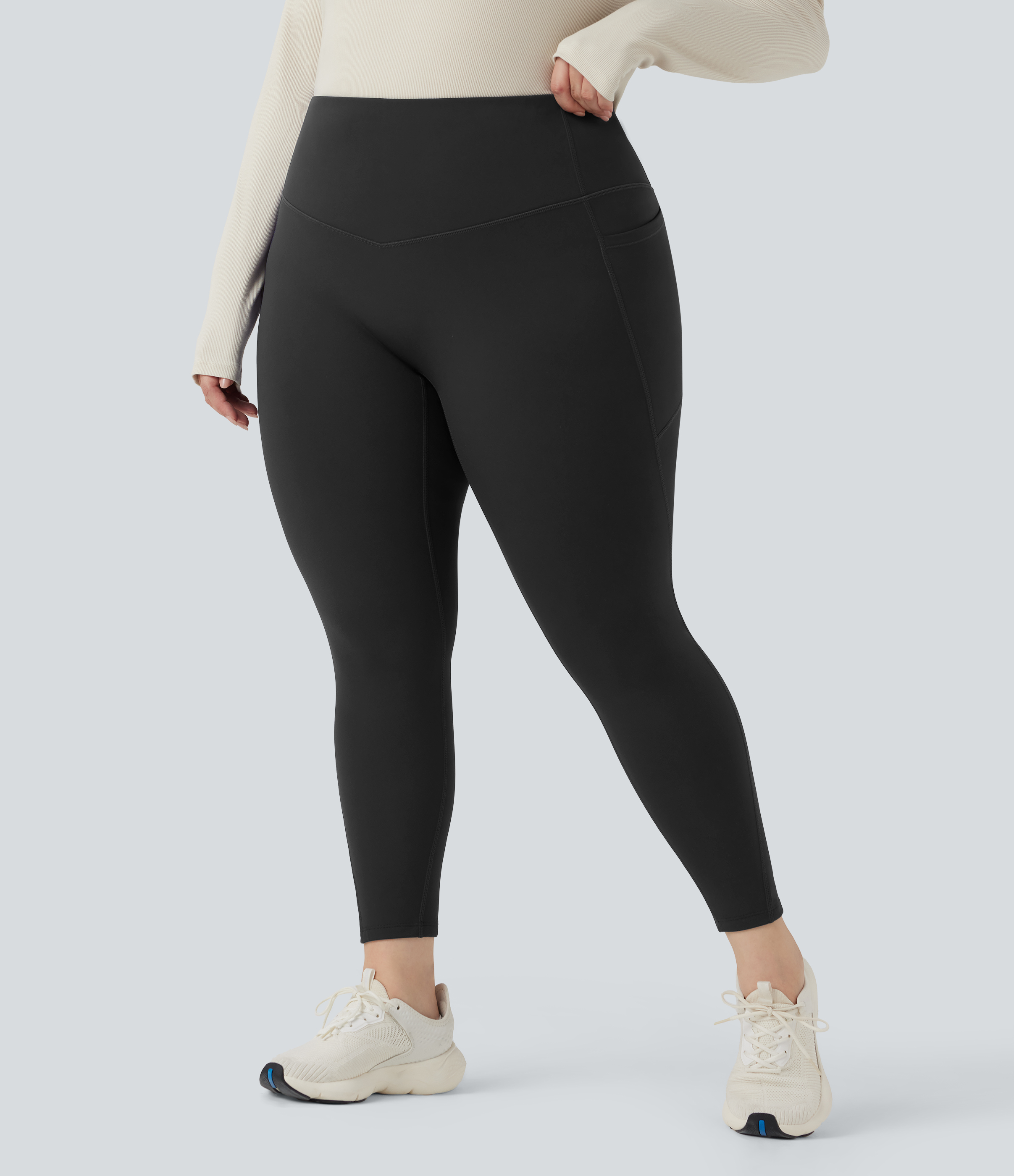 SoftlyZero™ Plush Thermal High Waisted Tummy Control Training Plus Size Legging with Pockets
