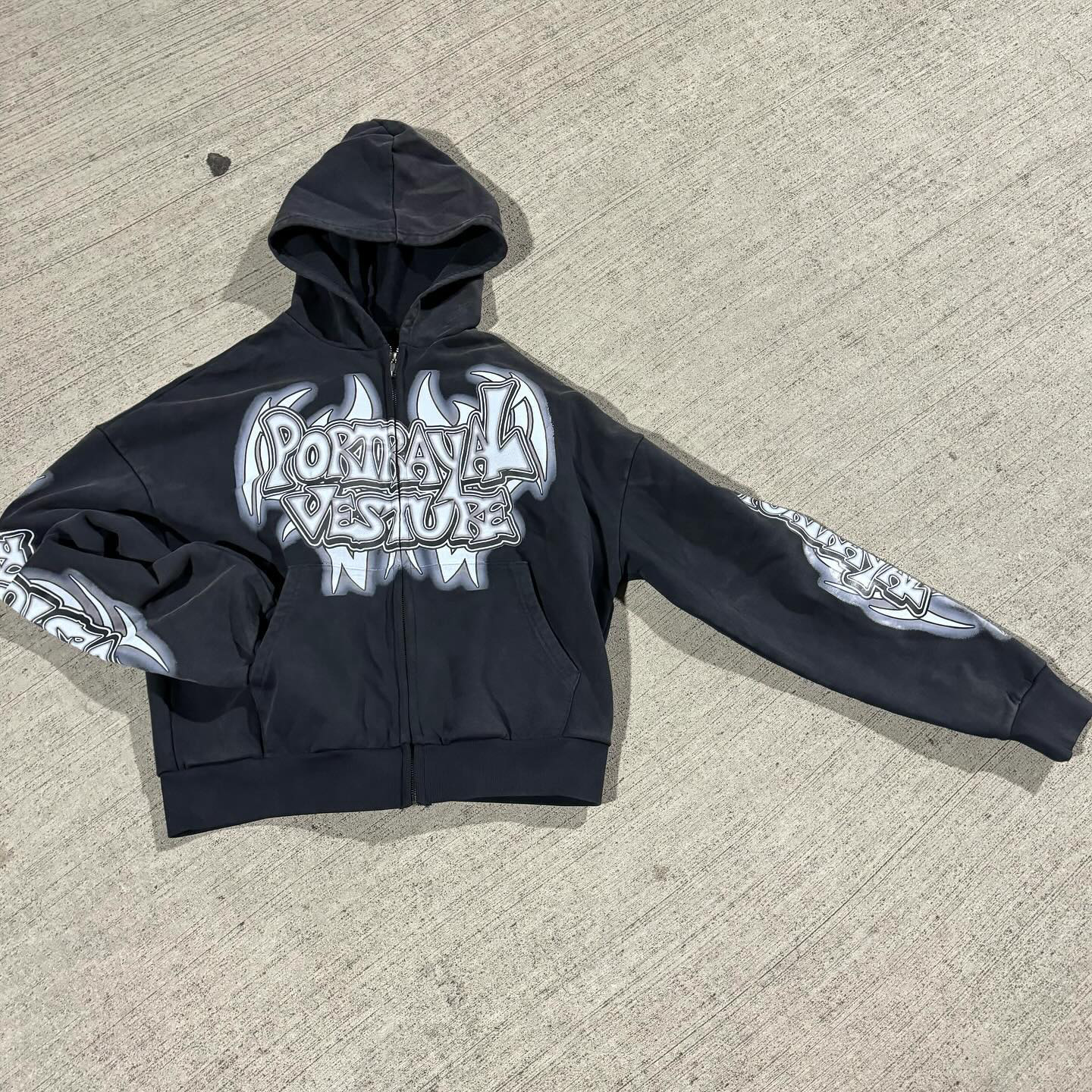 Casual street zipper print hoodie