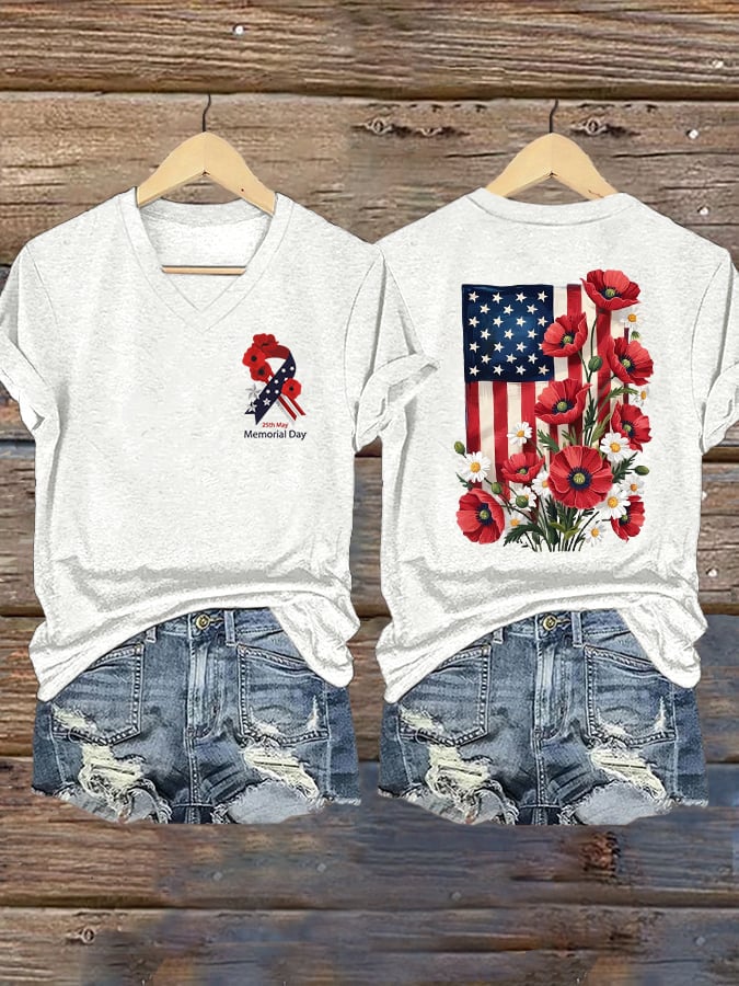 Women's Casual Memorial Day Printed Short-Sleeve T-Shirt