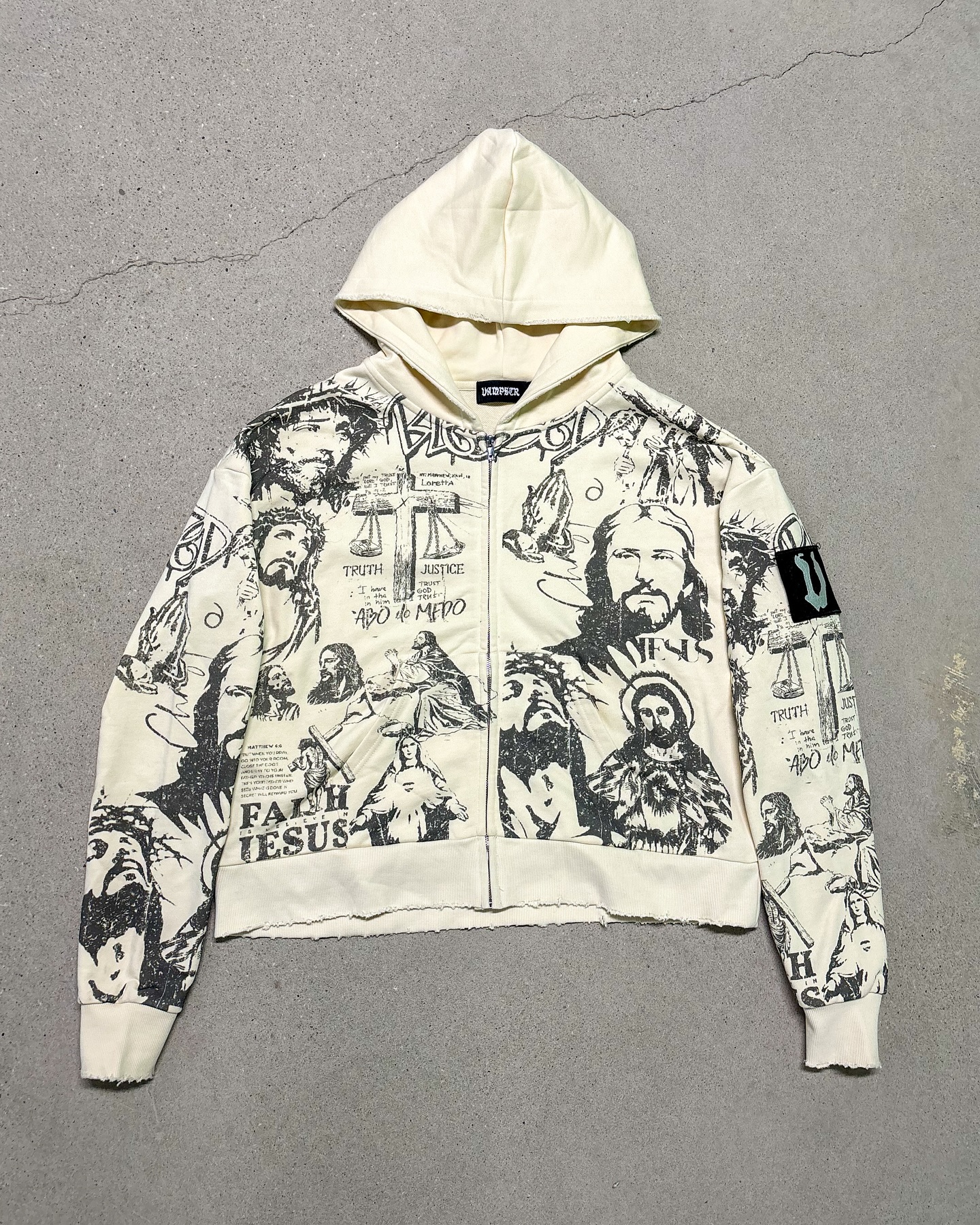 Faith&Jesus Printed Casual Zip Up Hoodie