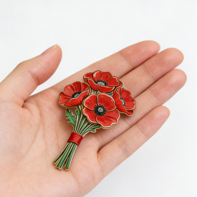Unisex US Memorial Day Poppy Exquisite Brooch