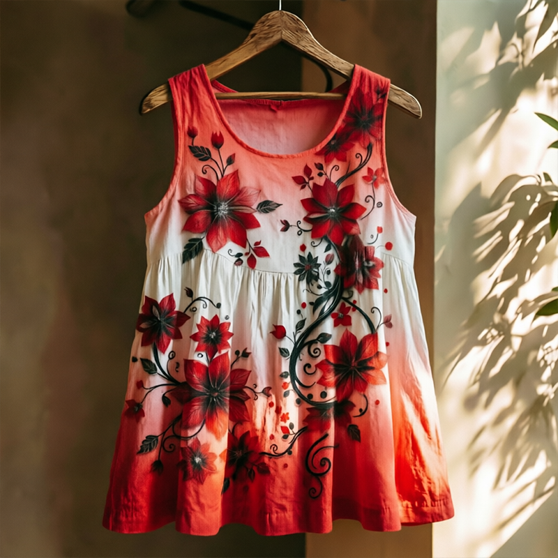 Women's Memorial Day Poppy Art Print Tank Top