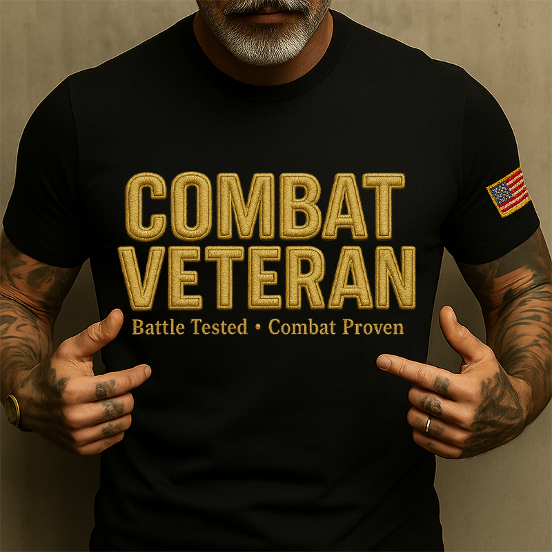 Combat Veteran Print Casual T-Shirt