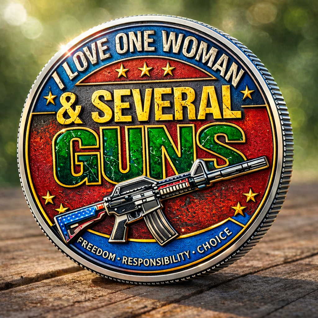 I Love One Woman & Several Guns Challenge Coin