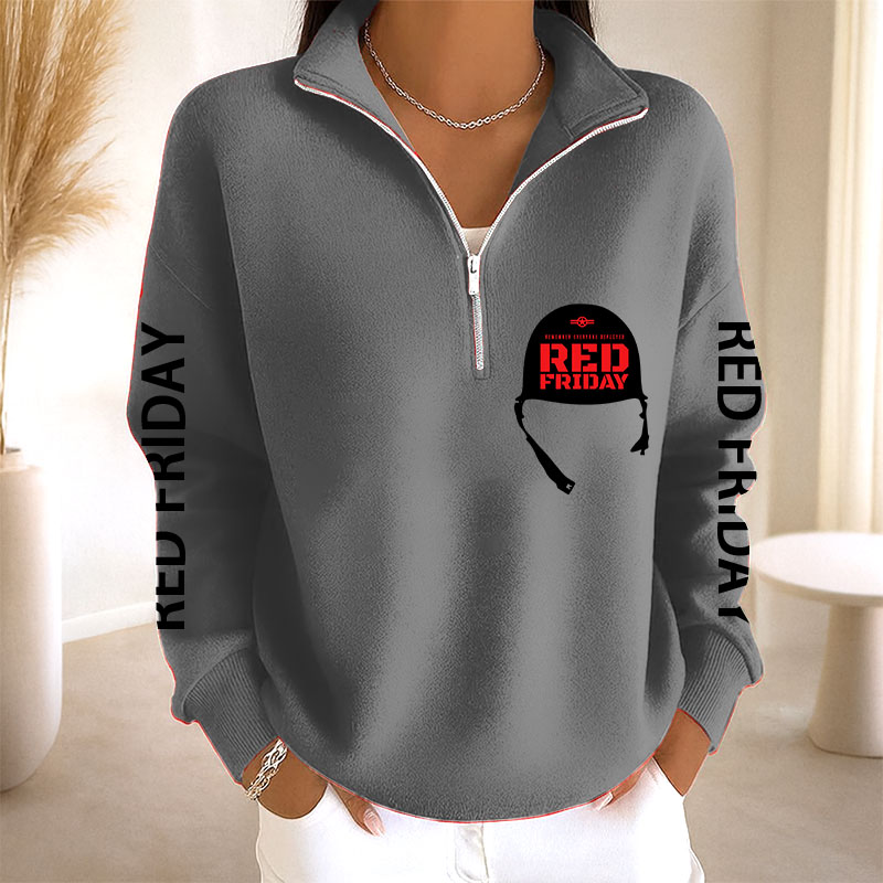 Women's Red Friday Print Casual Sweatshirt