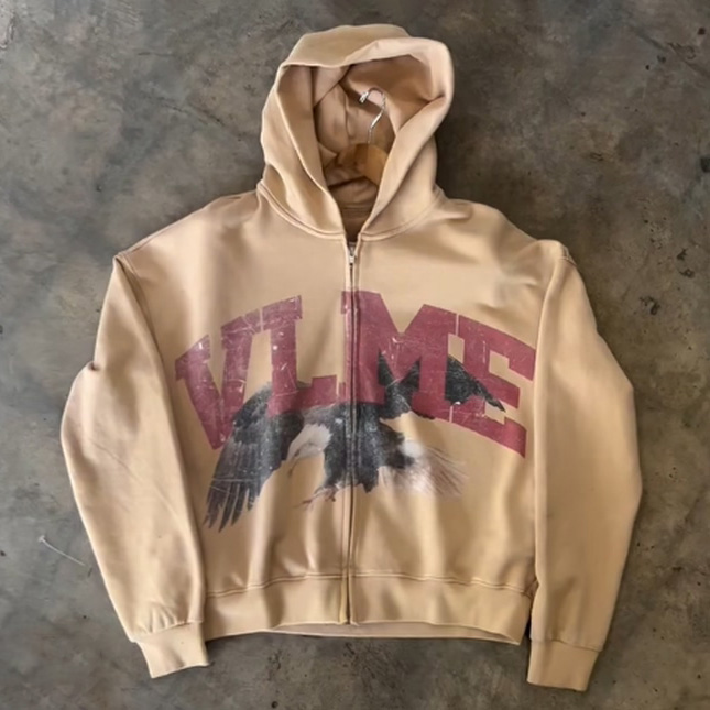 Letters Animals Print Long Sleeve Zipper Hoodies