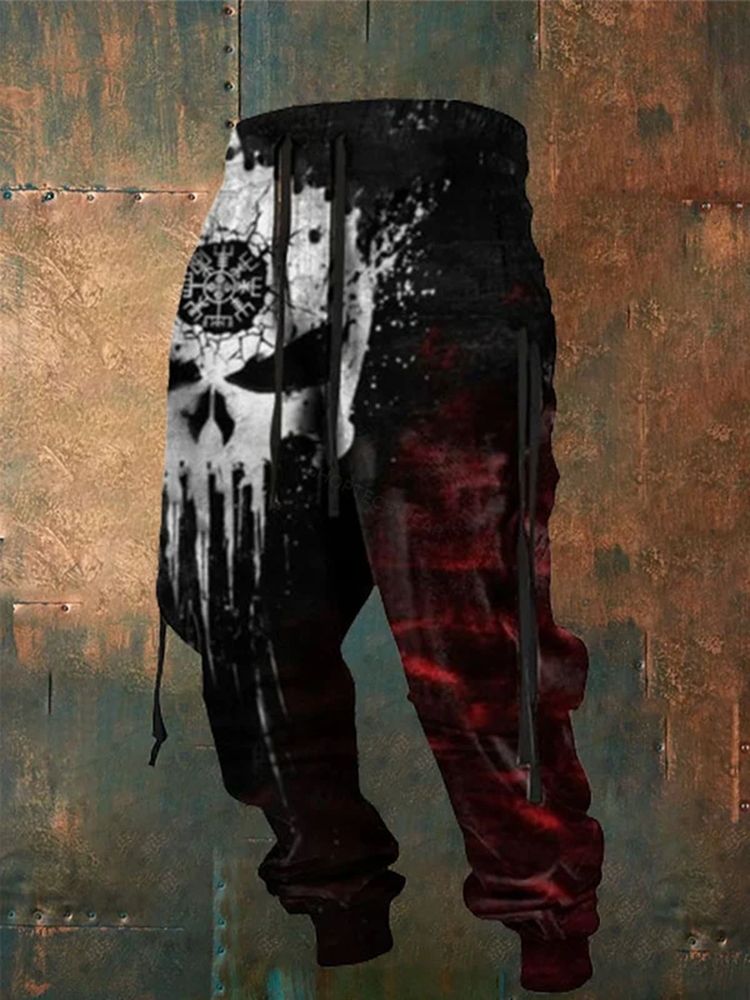 Men's Viking Skulls Print Sweatpants