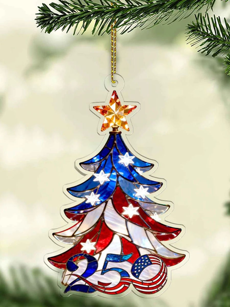 Retro Patriotic Christmas 1776–2026 250th Anniversary Christmas Tree Ornament