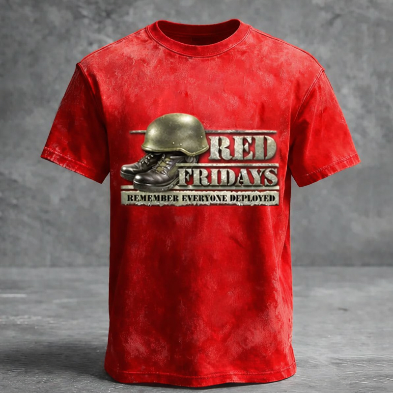 Men's Red Friday Print Casual T-Shirt