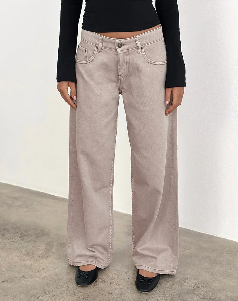 Low Rise Roomy Jeans in Pebble