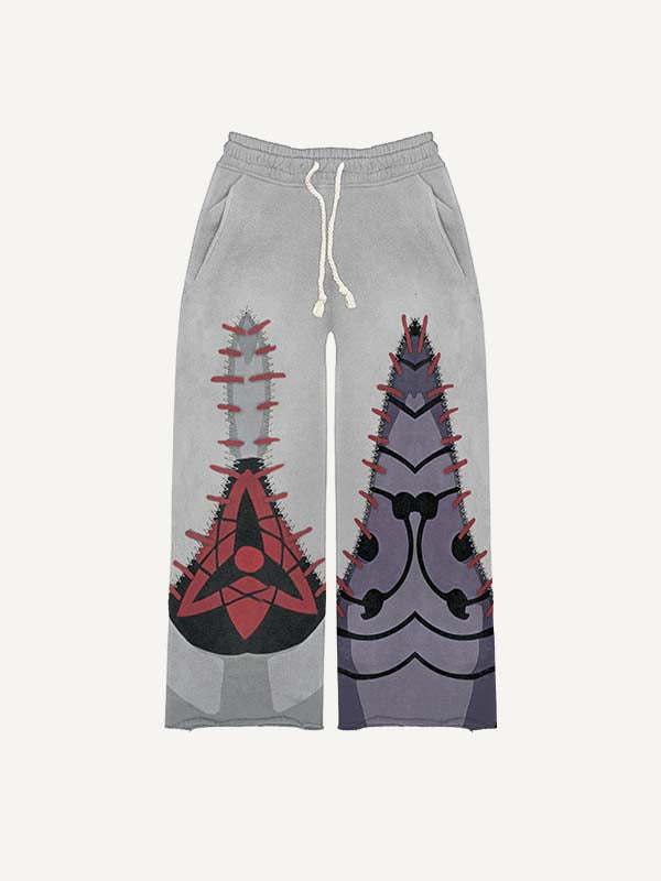 Colorblock Eye&Graphic Print Elastic Waist Pants