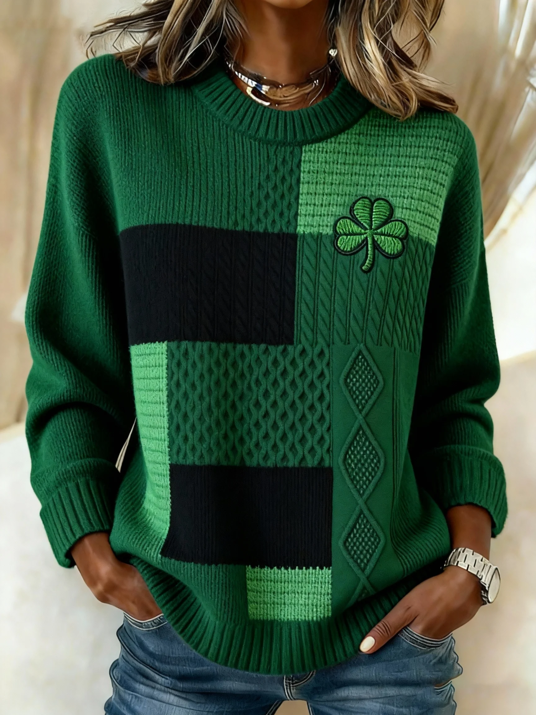 Women's Retro St. Patrick's Day Print Sweater