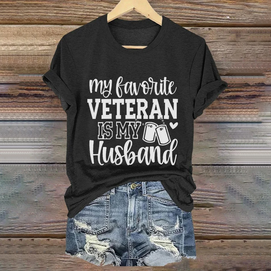 Women's 'My Favorite Veteran Is My Husband' Print T-Shirt