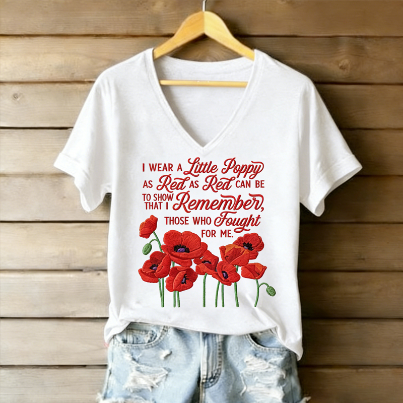 Women's Memorial Day Red Poppy American Memorial T-Shirt
