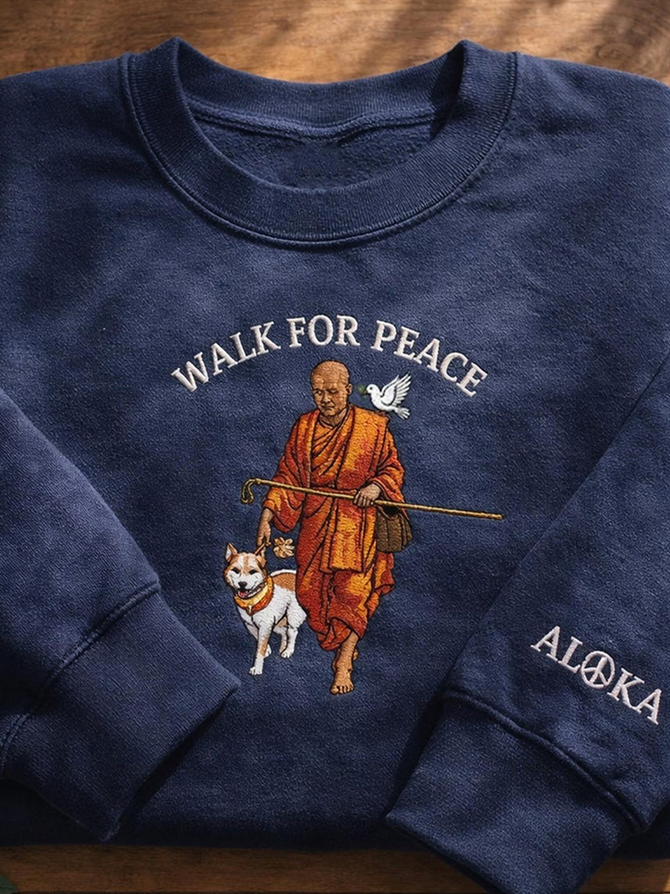 Walk For Peace Monks With Aloka Dog Cozy Sweatshirt