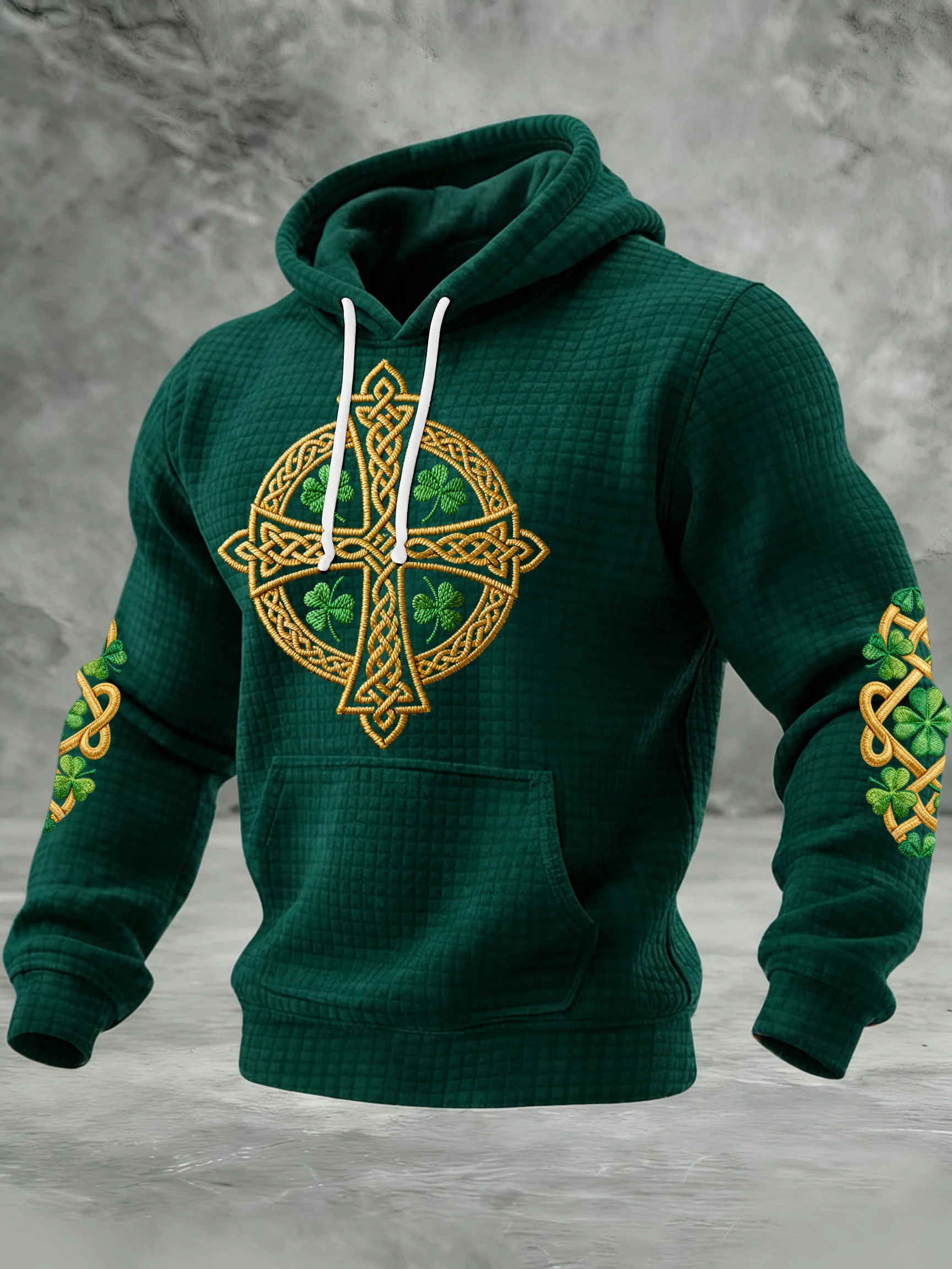 Men's St. Patrick's Day Printed Waffle Knit Hoodie-Fast Shipping