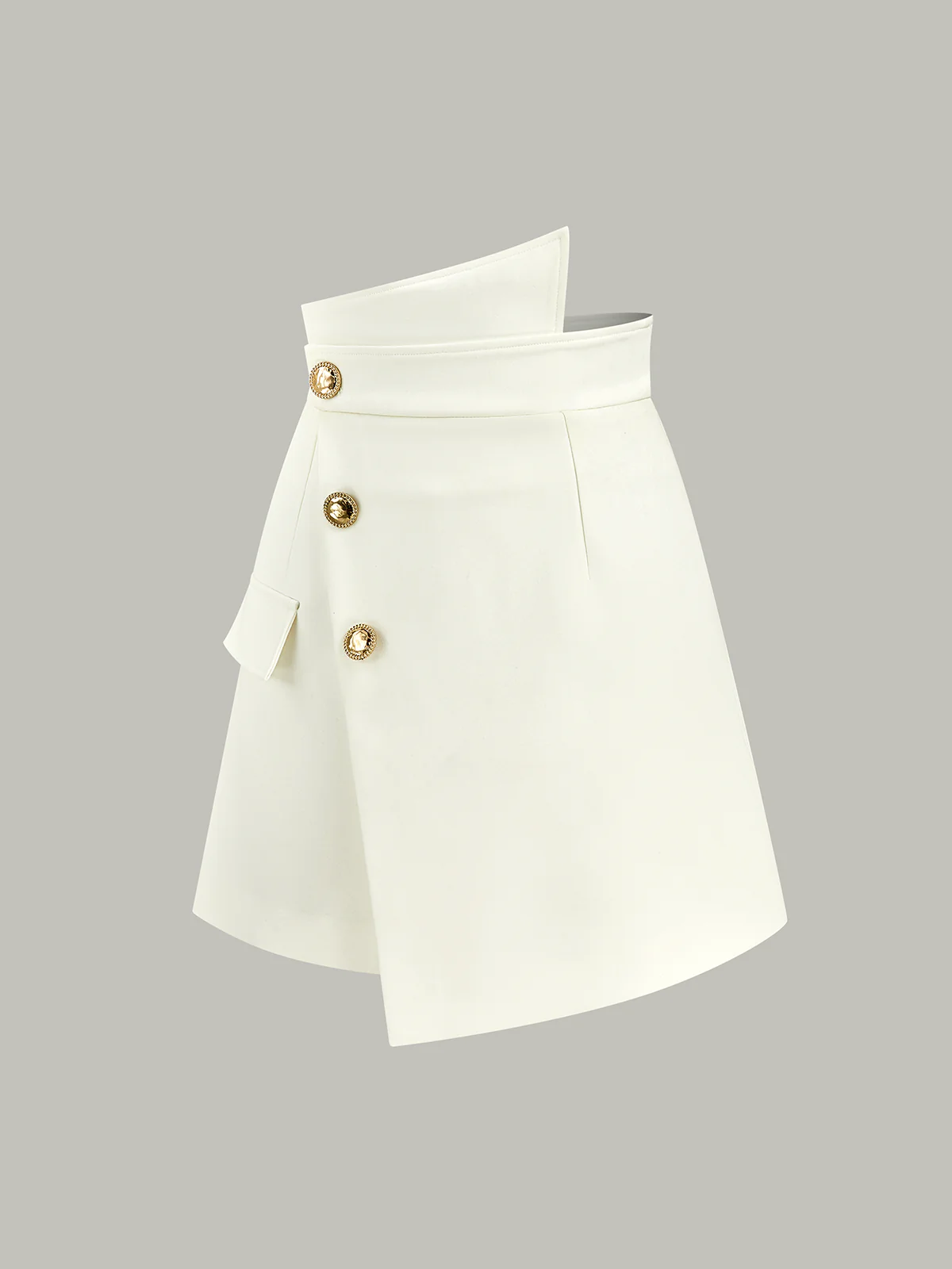 Asymmetric Metal Button Decor Pocket Mini Skort