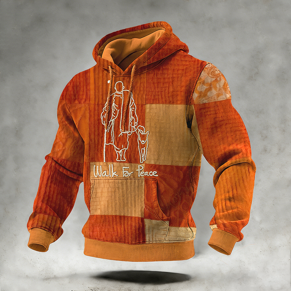 Walk For Peace Monks With Aloka Dog Patchwork Hoodie