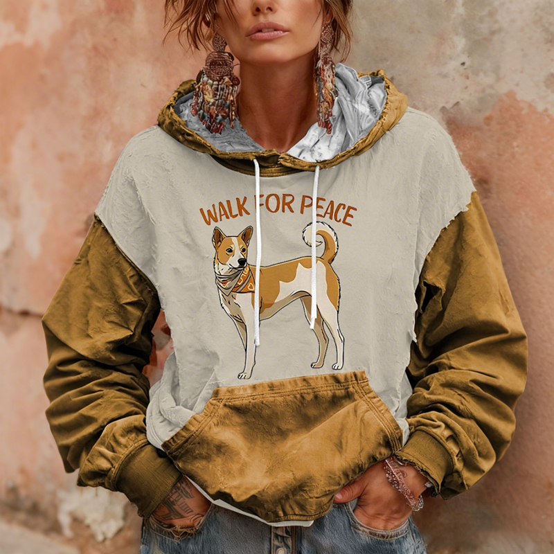 Women's Vintage Walk For Peace Print Hoodie