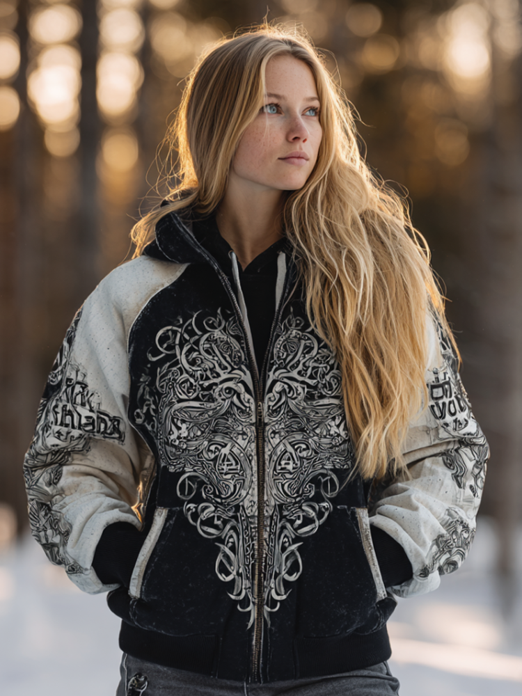 Viking Retro Women's Hooded Sweatshirt Jacket