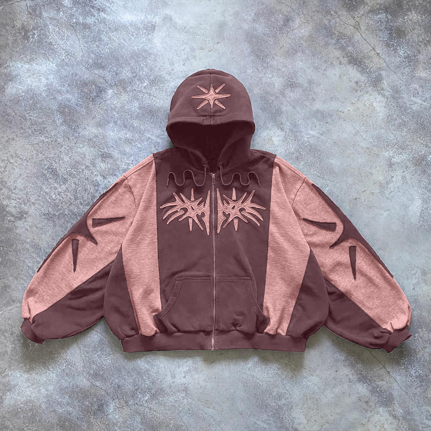 Casual street patchwork zipper sport Printed hoodie