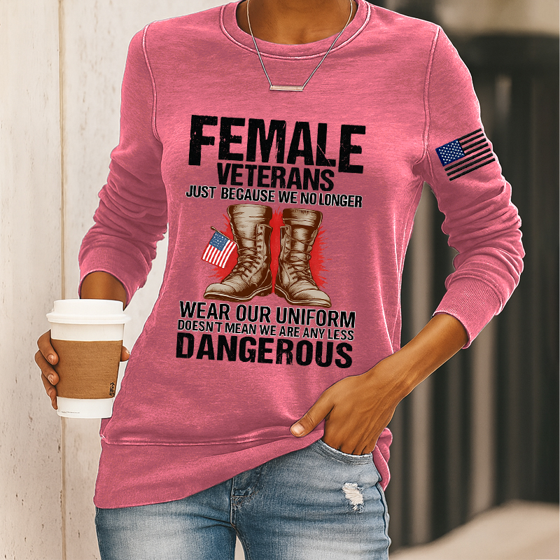 Women's Veteran Print Casual Sweatshirt