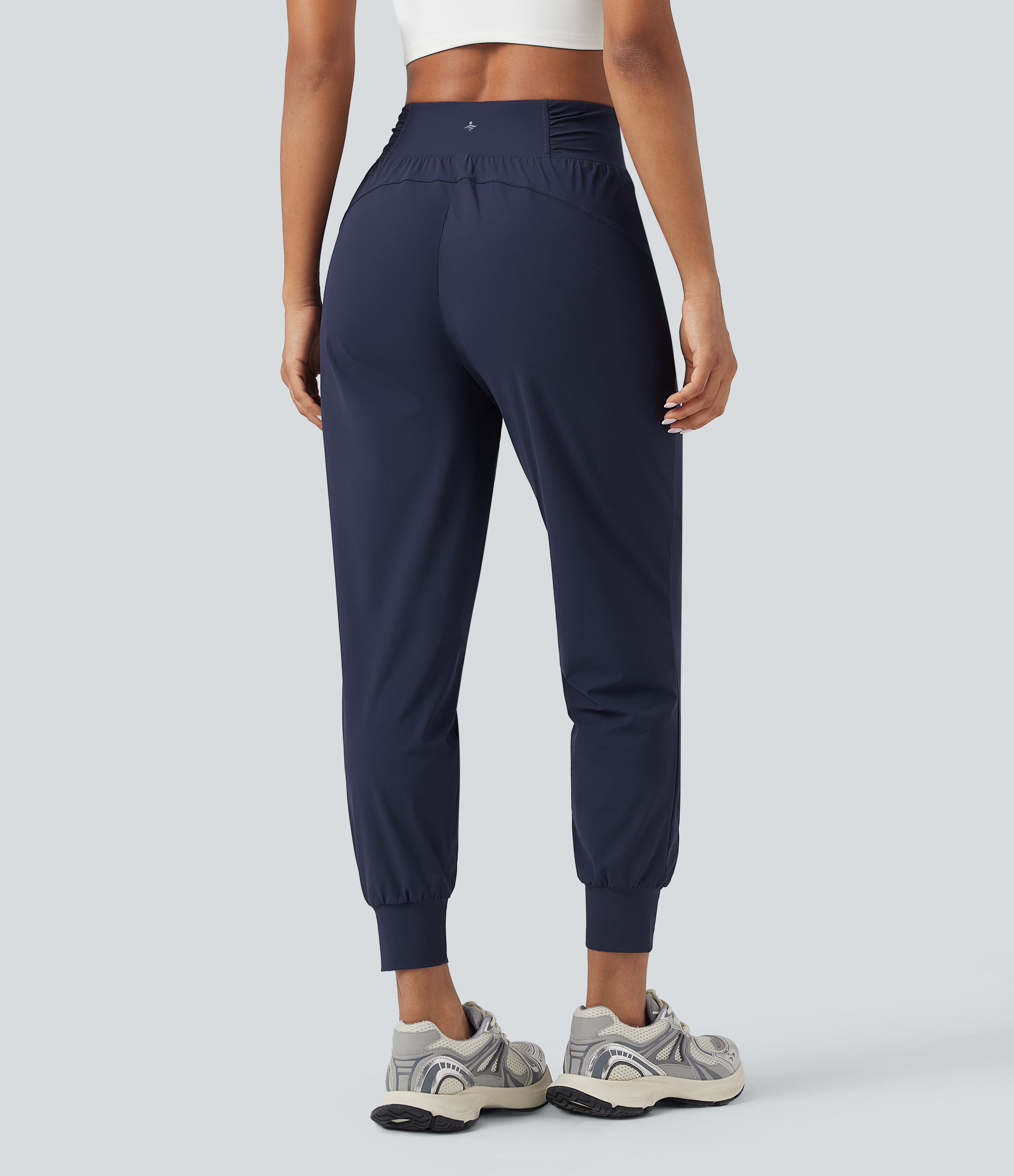 High Waisted Drawstring Ruched Tapered Quick Dry Dance Joggers with Pockets