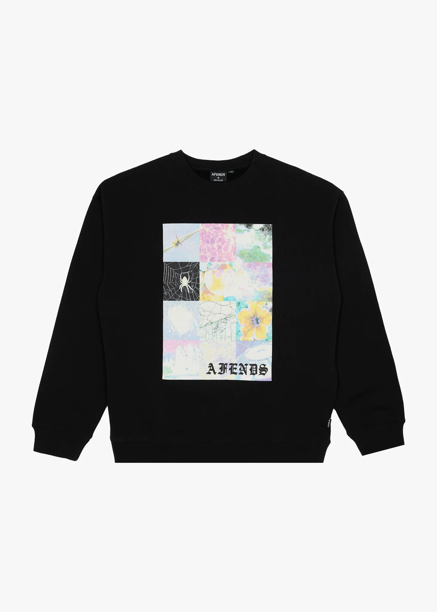 AFENDS Mens Sadworld - Crew Neck Jumper - Black