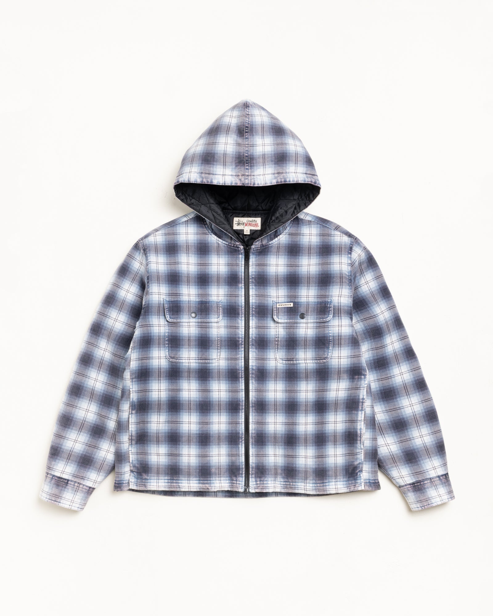 ZIP HOODED PLAID SHIRT