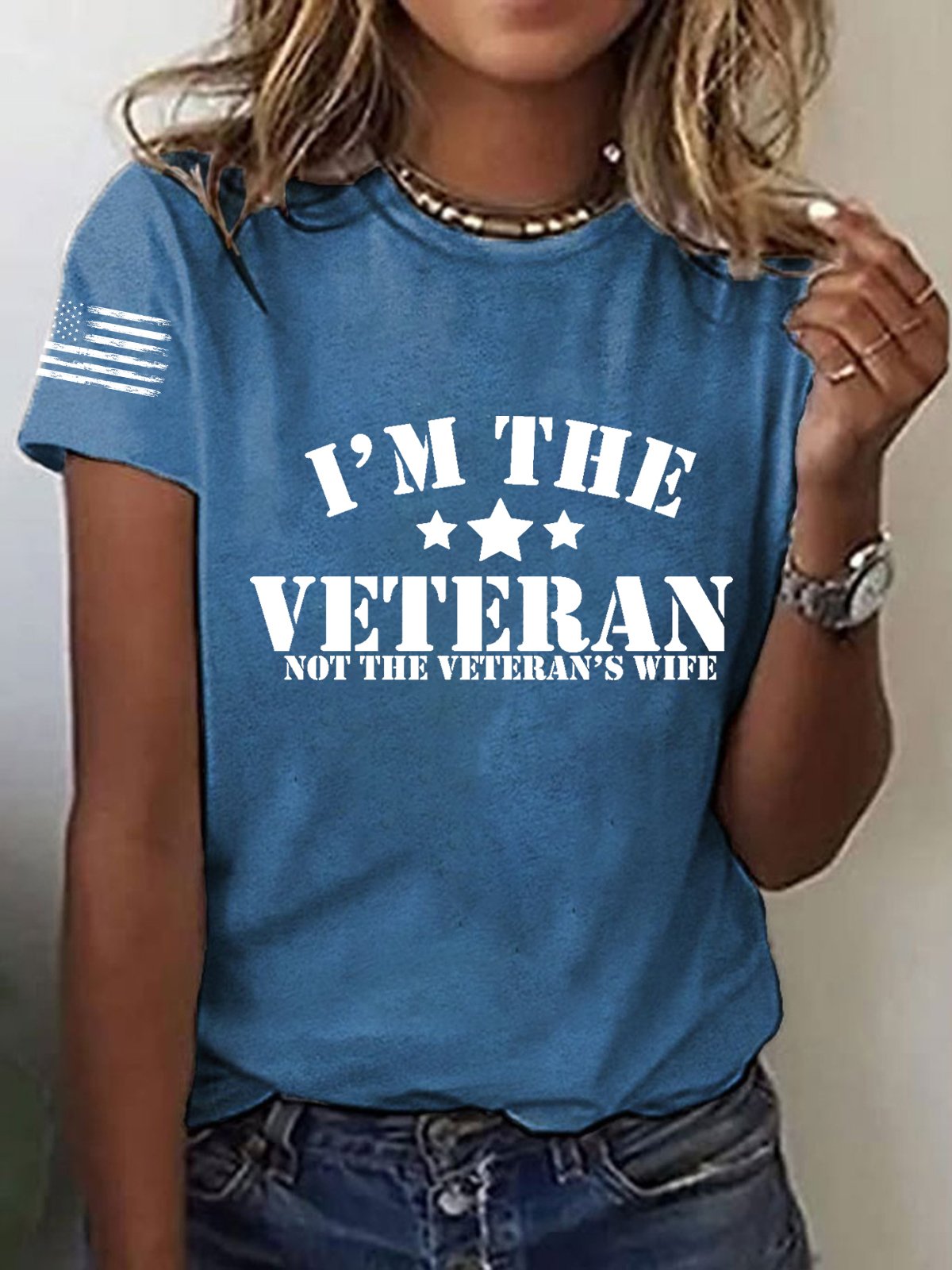 Women's I Am The Veteran Not The Veteran's Wife Printed T-Shirt