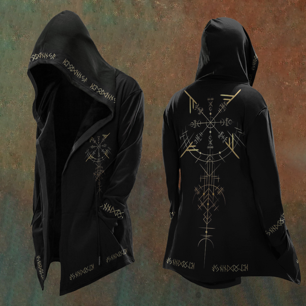 Men'S Vintage Viking Totem Art Hooded Jacket