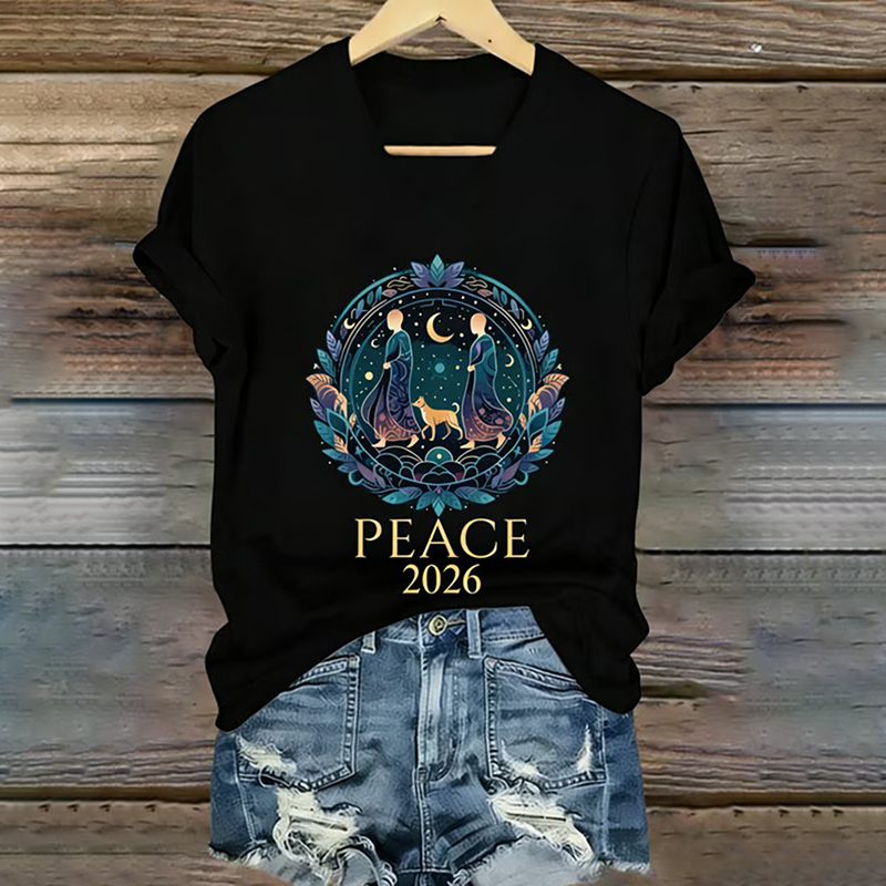 Women's Casual Walk For Peace Printed T-shirt