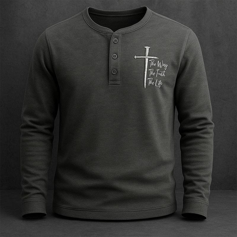 Faith Print Long-Sleeved Henley