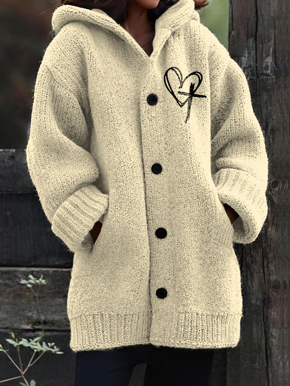 Women's Jesus Has My Back Printed Warm Knit Cardigan