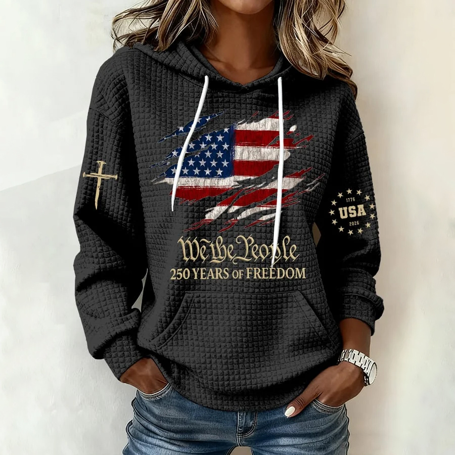 Women's 250th America Anniversary Casual Printed Hoodie Sweatshirt