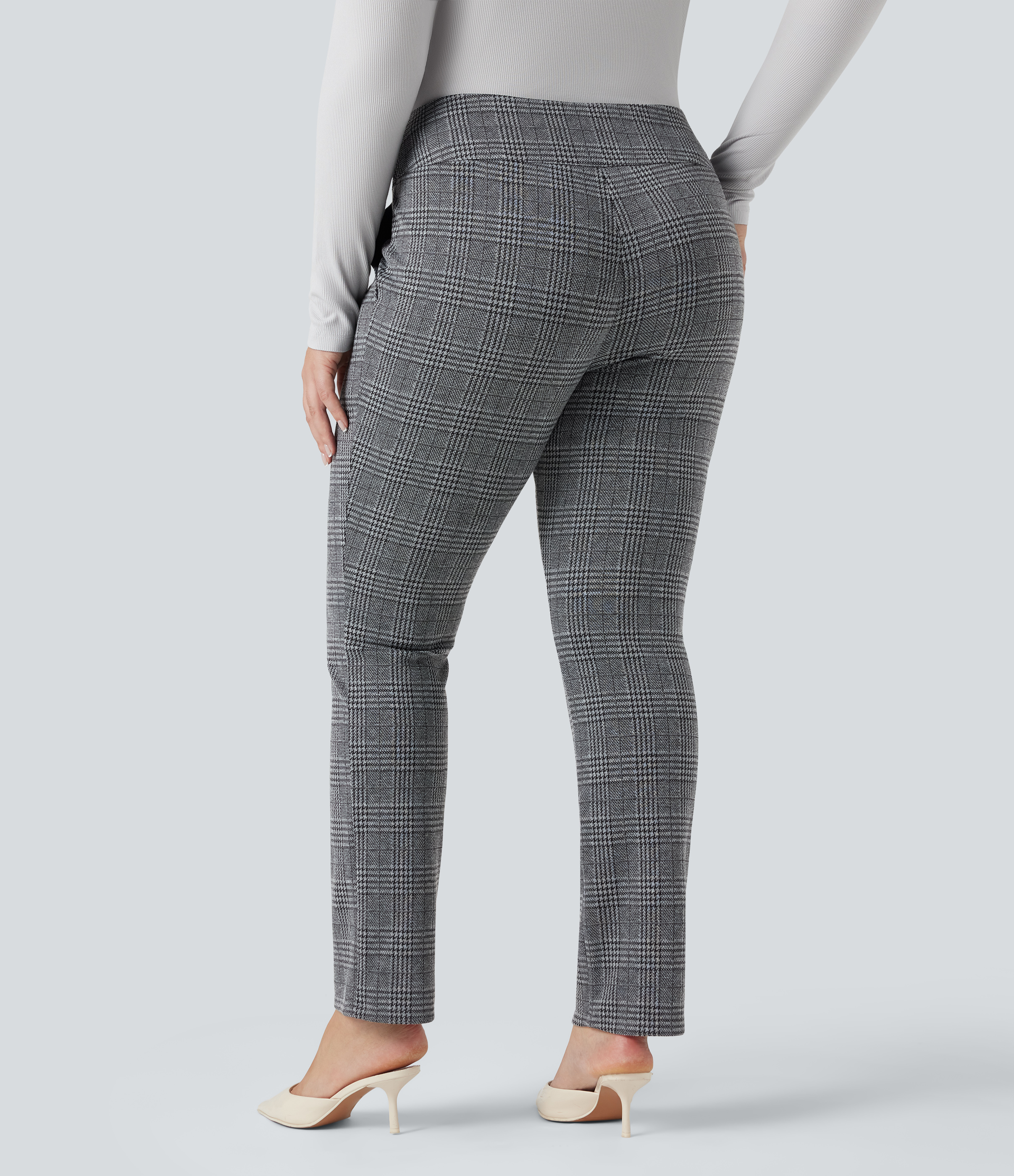 Halara Flex™ High Waisted Houndstooth Plaid Skinny Work Plus Size Pants with Pockets