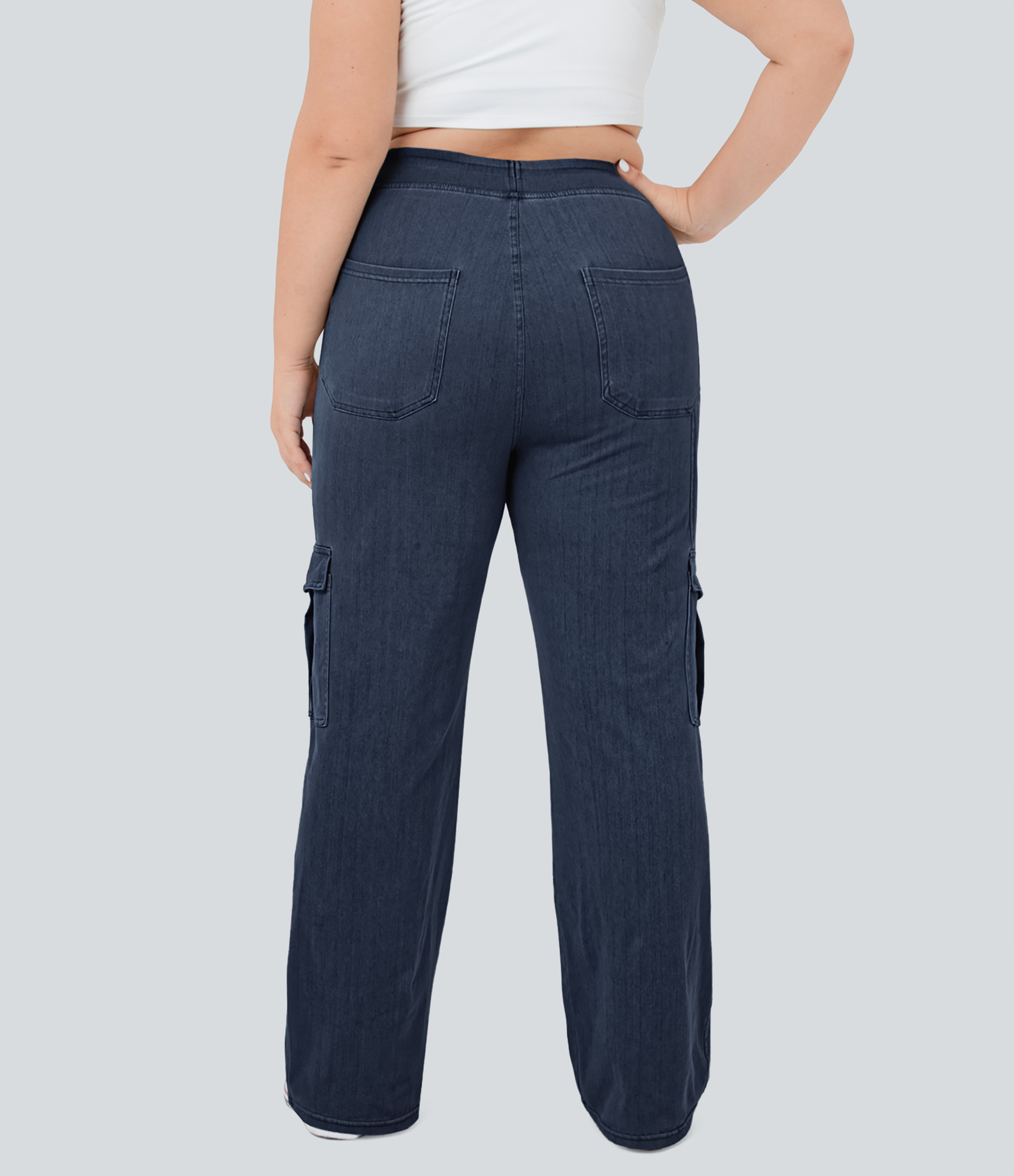 Halara Flex™ Mid Rise Pockets Straight Leg Plus Size Casual Cargo Jeans