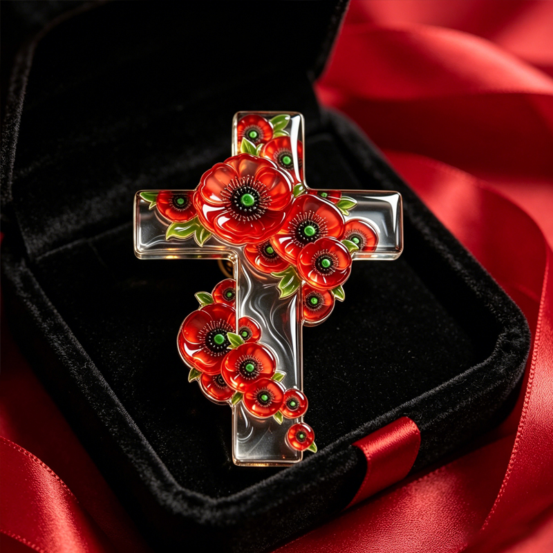 Unisex US Memorial Day Poppy Exquisite Brooch