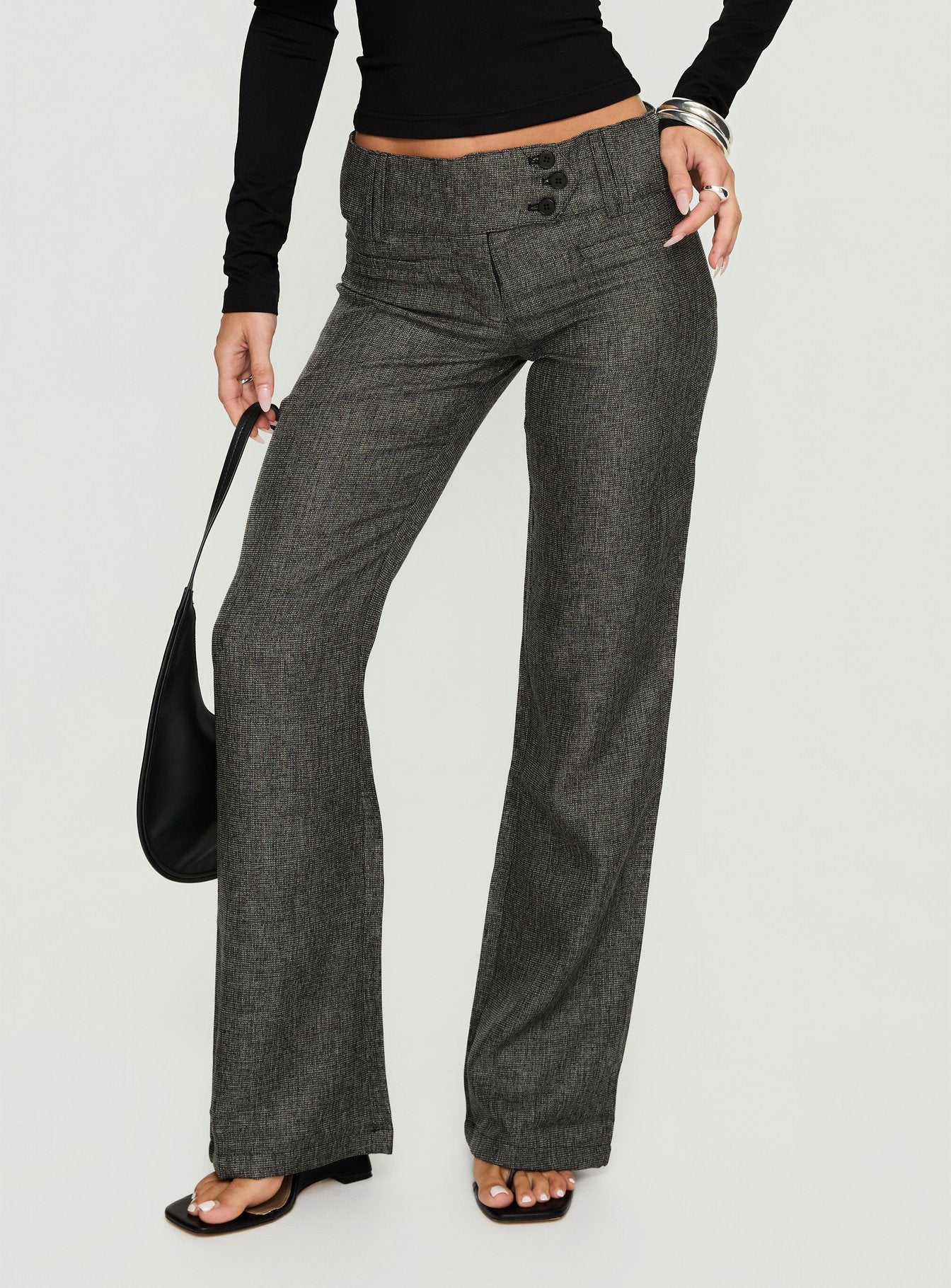 Karola Asymmetrical Buckle Pants Grey