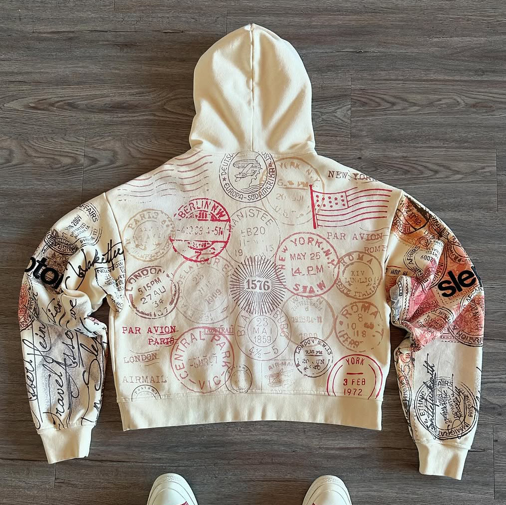 Letters Print Long Sleeve Zipper Hoodies