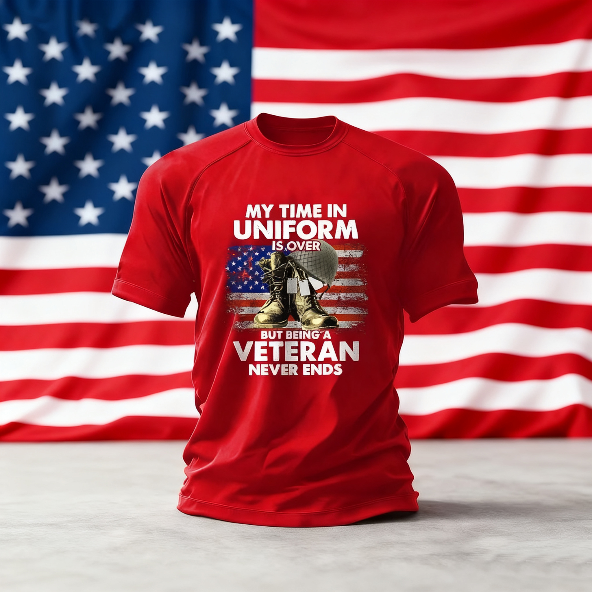 Men's Veterans Day Printed Crew Neck Short Sleeve T-Shirt