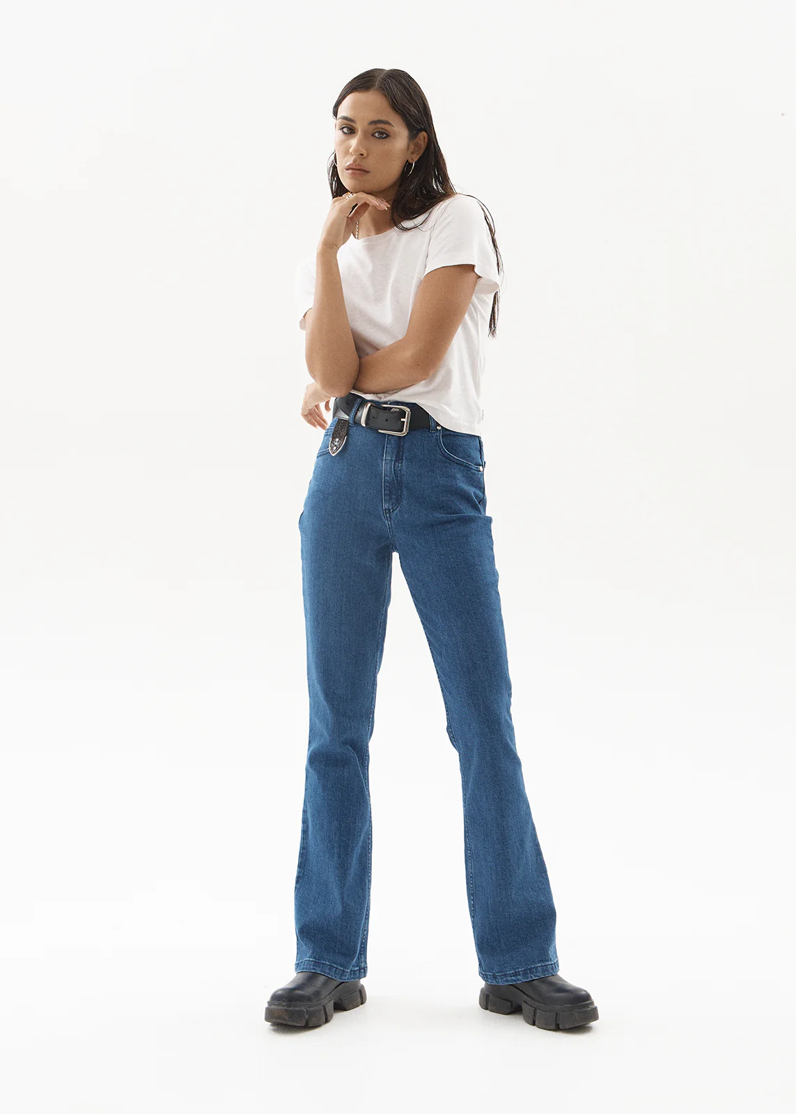 AFENDS Womens Cassidy - Bootcut Jean - Authentic Blue