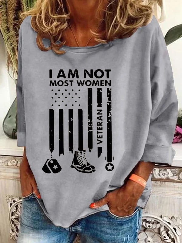 Women's I'M Not Most Women Veteran Print Casual Long Sleeve Sweatshirt