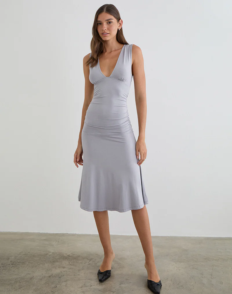 Laluma Midi Dress in Lilac Grey