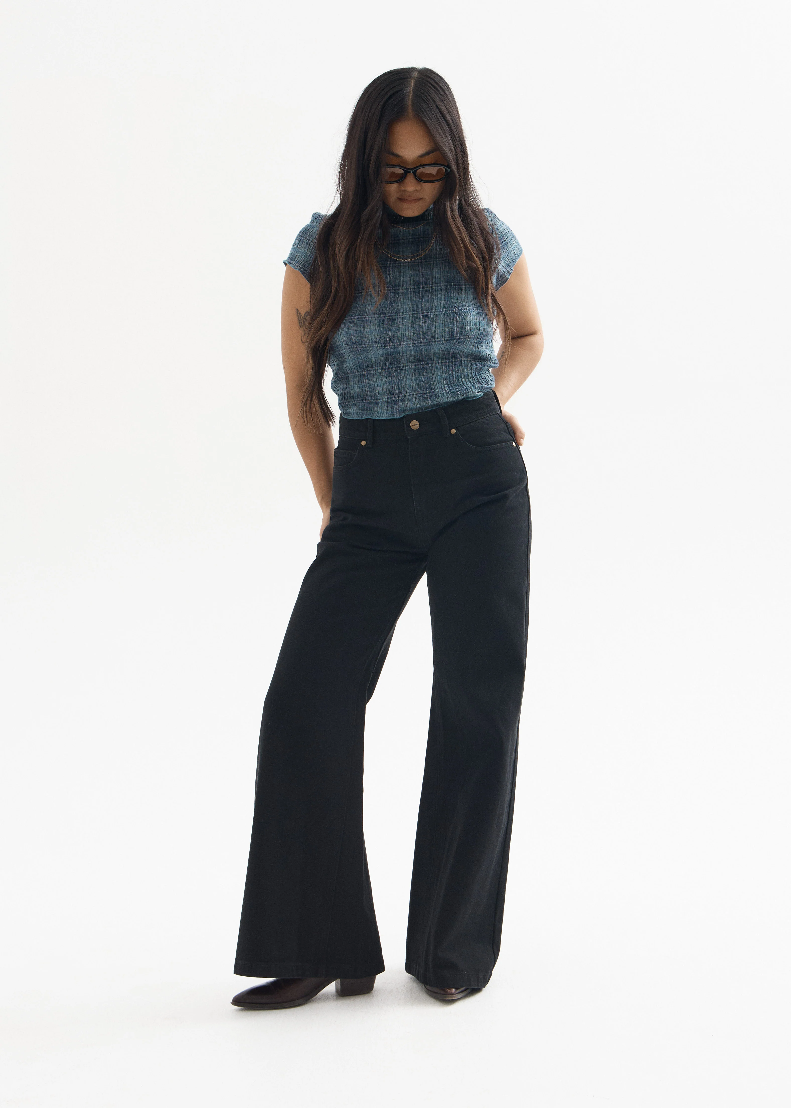 AFENDS Womens Gigi - Denim Flared Leg Jean - Washed Black