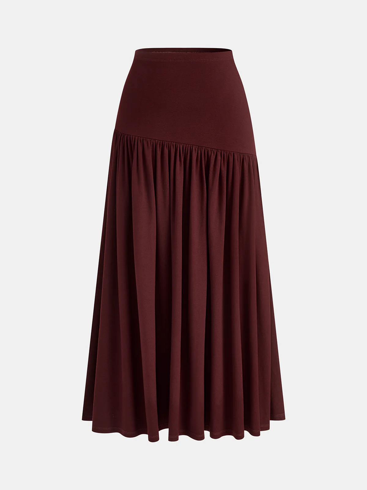 Ruched A-Line Midi Skirt